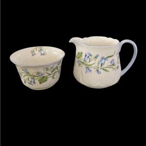 Shelley England Harebell Creamer Sugar Set Bone China Oleander Pattern